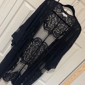 Forever 21 Black Sheer Lace Robe